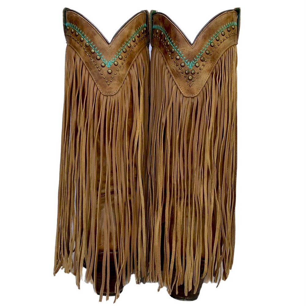 Sold CORRAL Vintage Fringe Aztec Swarovski Crystal Cowgirl Cowboy Western Boots - Picture 4 of 4